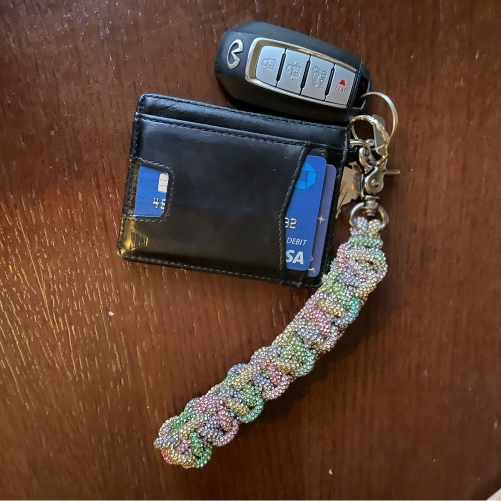 Handmade Rainbow Crystal Rhinestone Wristlet Keychain – Removable & Sparkly-New - Picture 7 of 8